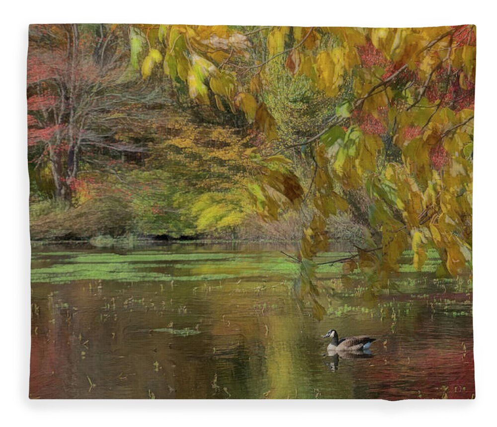 Autumn Fleece Blanket featuring the photograph Autumn's Pond by Sylvia Goldkranz