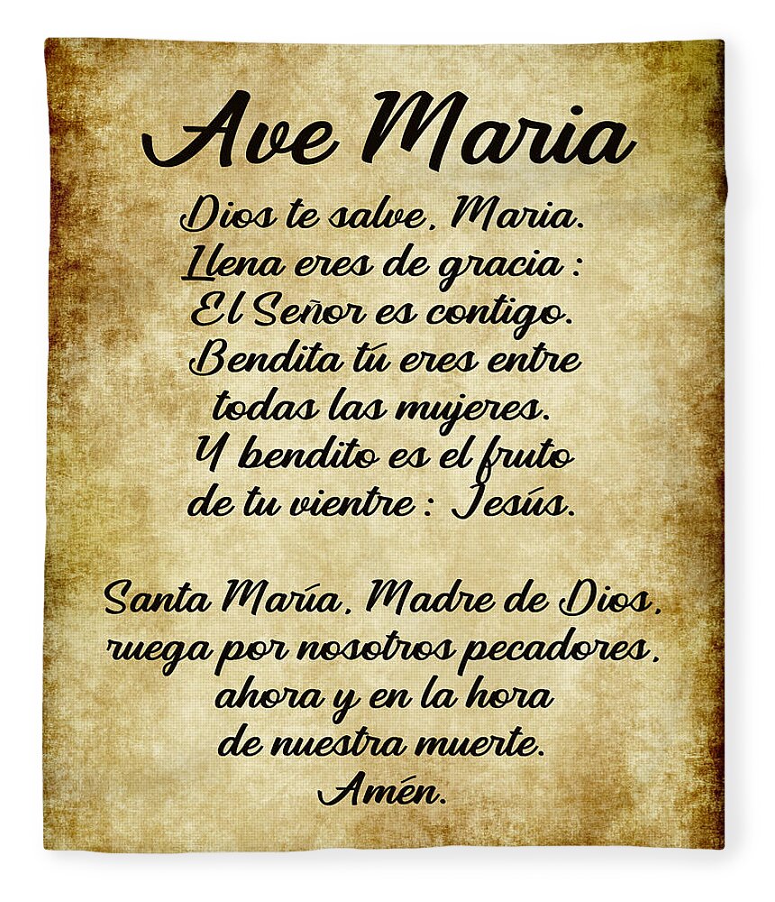 Ave Maria - Hail Mary in Spanish Fleece Blanket by Ginny Gaura ...