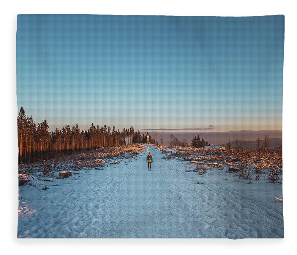 Snow Fleece Blanket featuring the photograph Awakening of life - Winter sunrise by Vaclav Sonnek