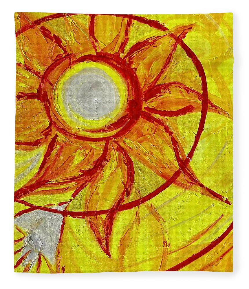Yellow Fleece Blanket featuring the painting Awe by Deb Brown Maher
