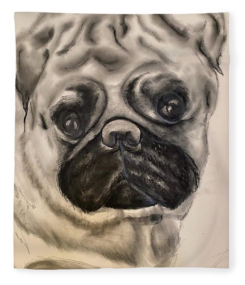  Fleece Blanket featuring the drawing Ayden by Angie ONeal