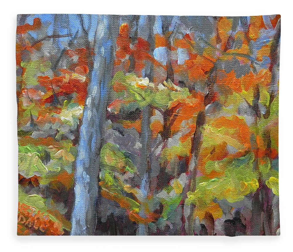 Fall Foliage Fleece Blanket featuring the painting Backyard Fall 2 by Martha Tisdale