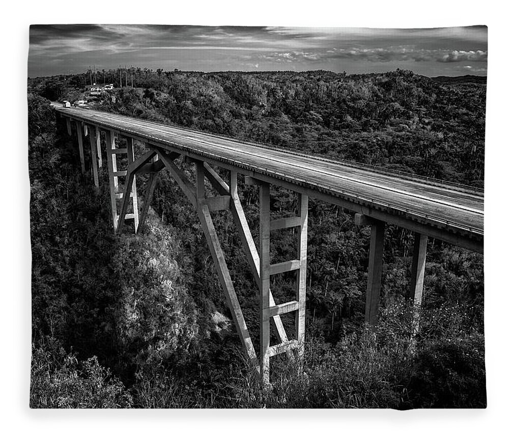 Bridge Fleece Blanket featuring the photograph Bacunayagua Bridge by Elin Skov Vaeth