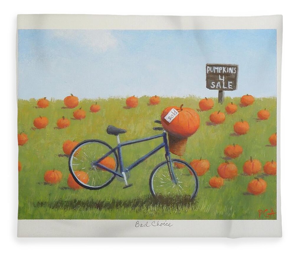 Bicycle Fleece Blanket featuring the painting Bad Choice by Phyllis Andrews