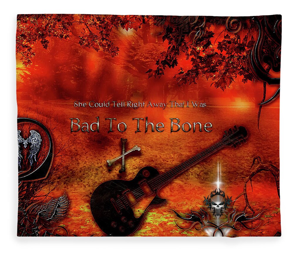 Bad To The Bone Fleece Blanket featuring the digital art Bad To The Bone by Michael Damiani