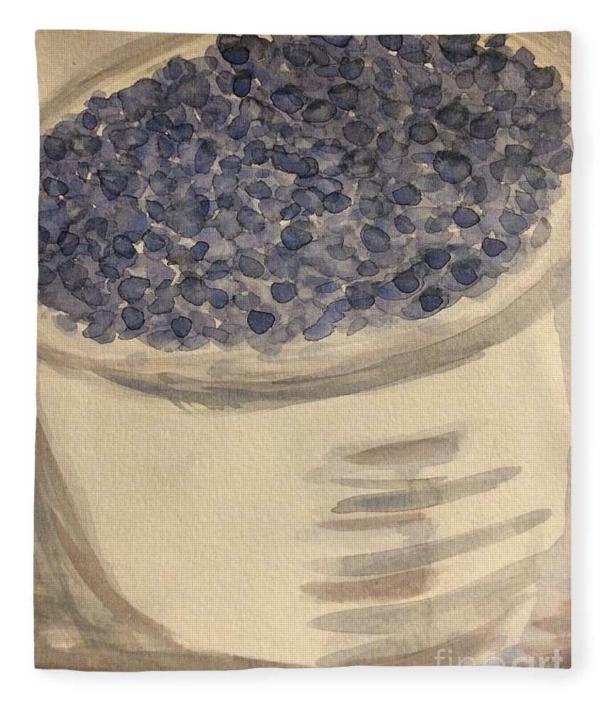  Fleece Blanket featuring the painting Bag of Blueberries by Nina Jatania