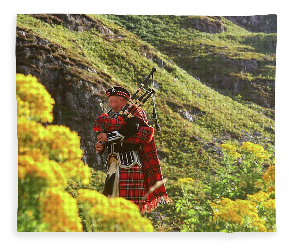 Bagpipes Fleece Blanket featuring the photograph Bag Pipes on Skye by Gene Taylor