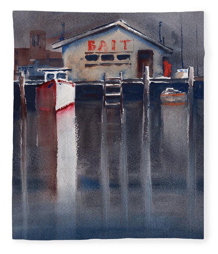 Bait Fleece Blanket featuring the painting Bait by Scott Brown