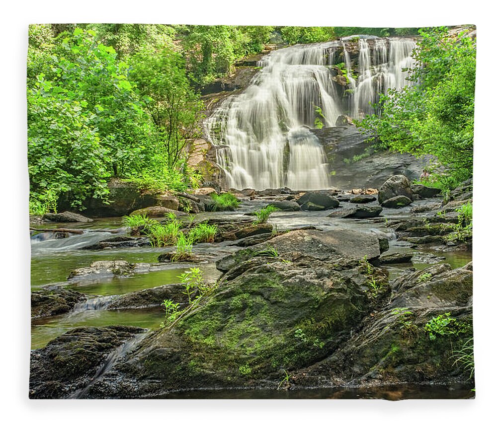 Bald River Falls Fleece Blanket featuring the photograph Bald River Falls From Below by Marcy Wielfaert