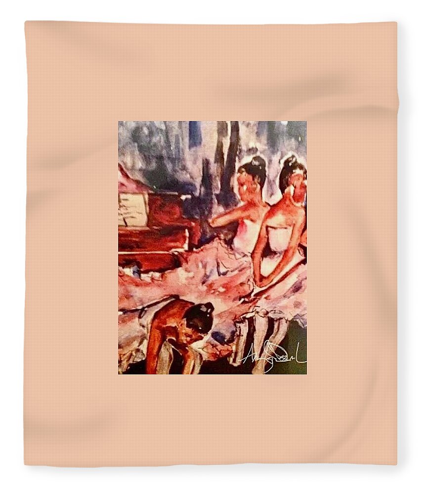  Fleece Blanket featuring the painting Ballerina girls by Angie ONeal