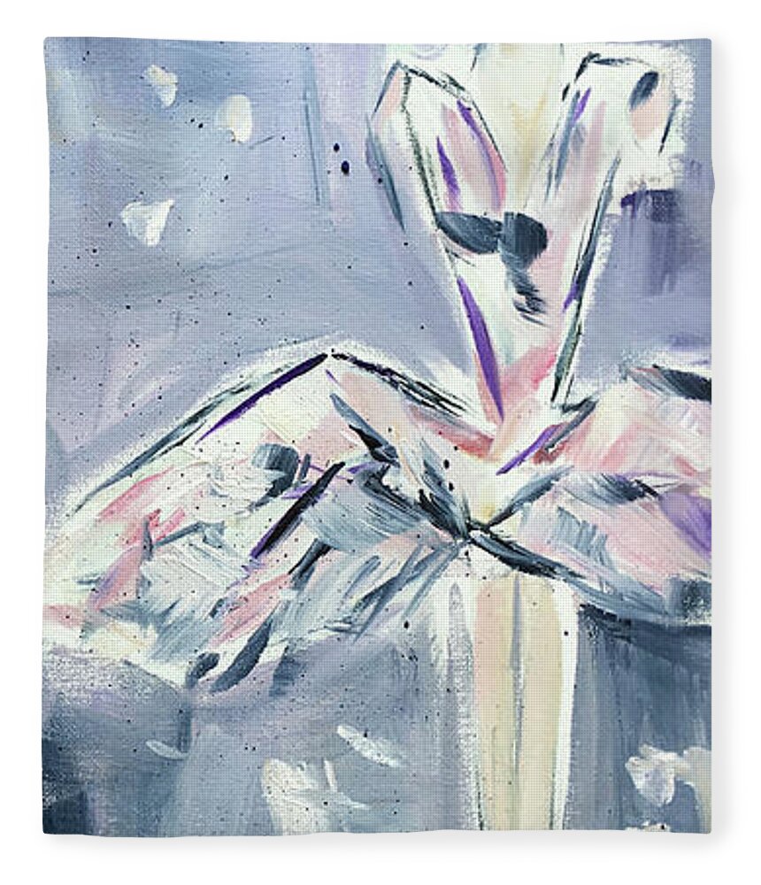 Ballet Fleece Blanket featuring the painting Ballerina by Roxy Rich