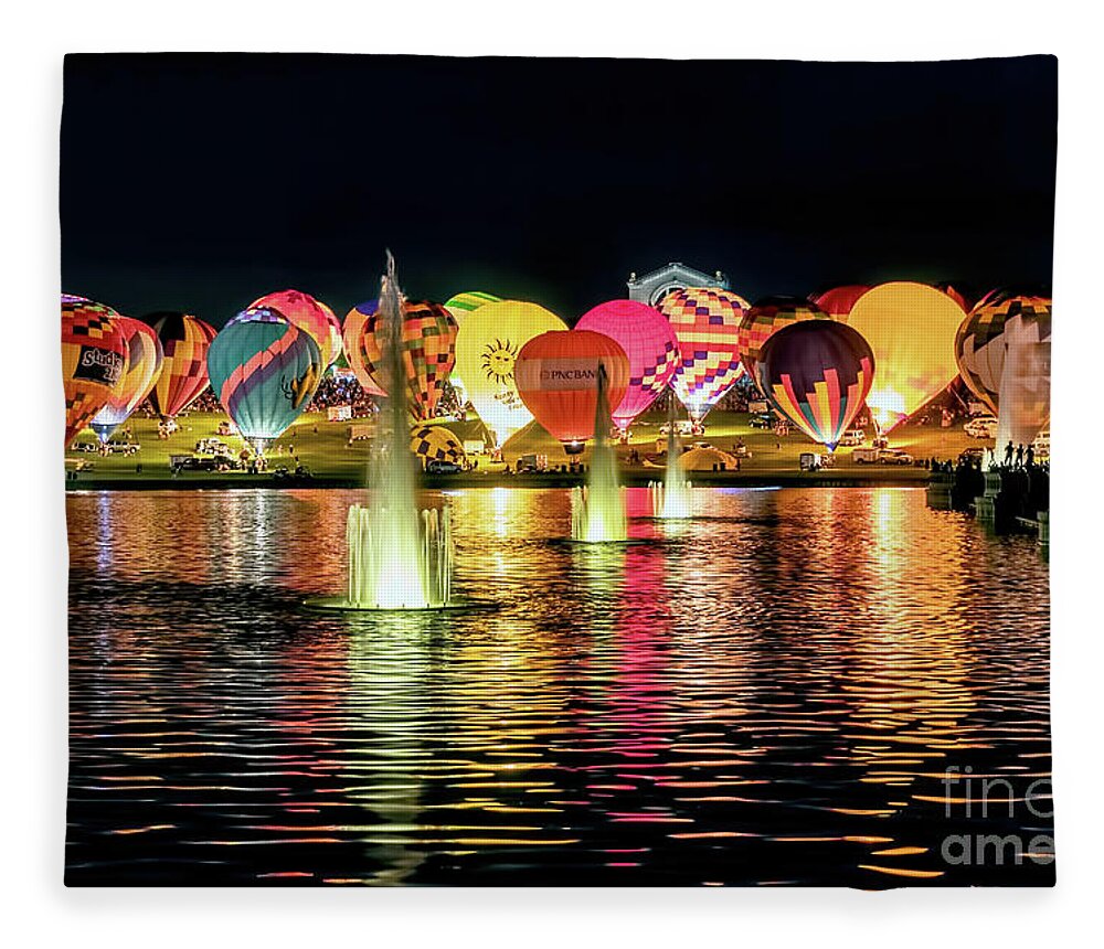 Balloon Glow Fleece Blanket featuring the photograph Balloon Glow by Tom Watkins PVminer pixs