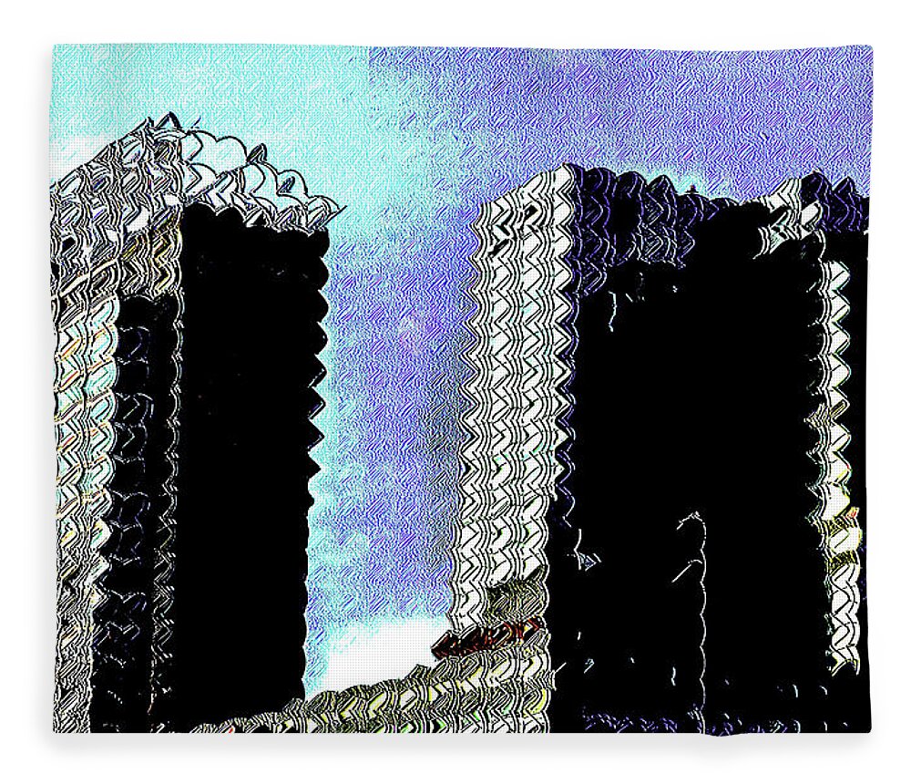 Skyscrapers Fleece Blanket featuring the digital art Baltimore Street by Addison Likins