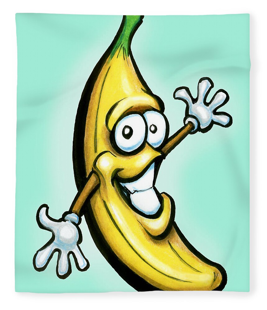 Banana Fleece Blanket featuring the painting Banana by Kevin Middleton