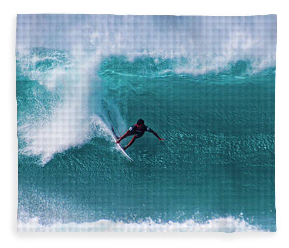 Hawaii Fleece Blanket featuring the photograph Banzai Drop by Anthony Jones
