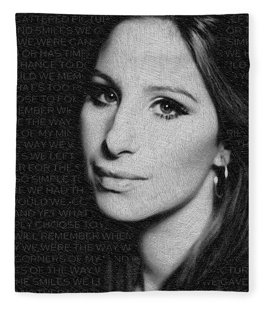 Barbra Streisand Fleece Blanket featuring the painting Barbra Streisand And Lyrics by Tony Rubino