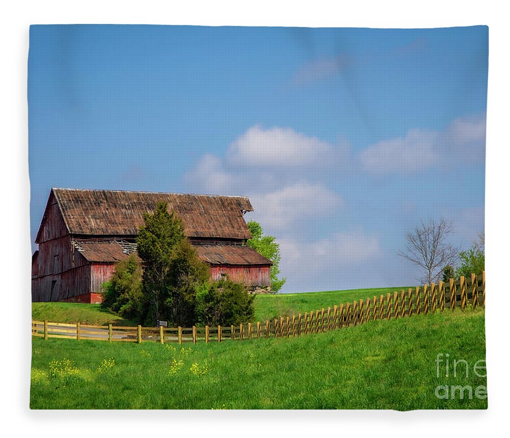 Barn Fleece Blanket featuring the photograph Barn on Hickory Hill I by Shelia Hunt