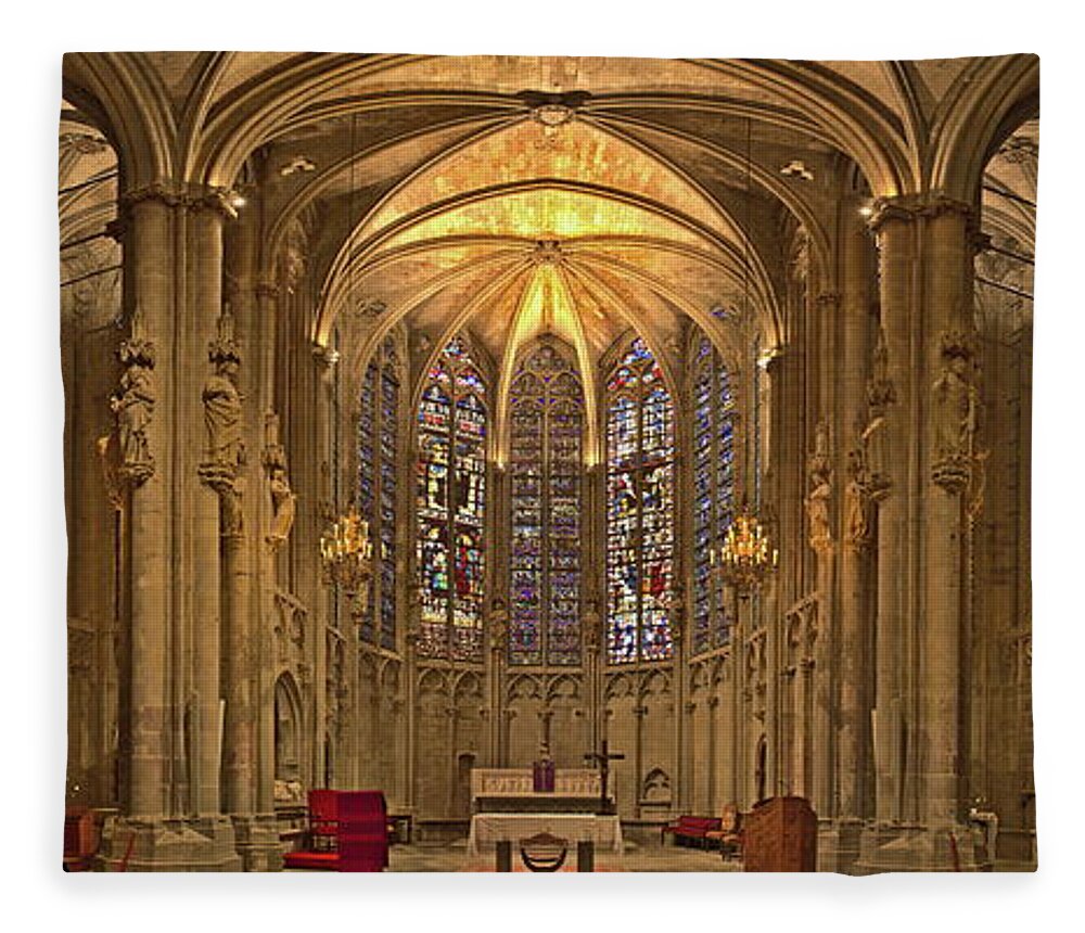 Basilique Fleece Blanket featuring the photograph Basilique Saint-Nazaire de Carcassonne by Sean Hannon