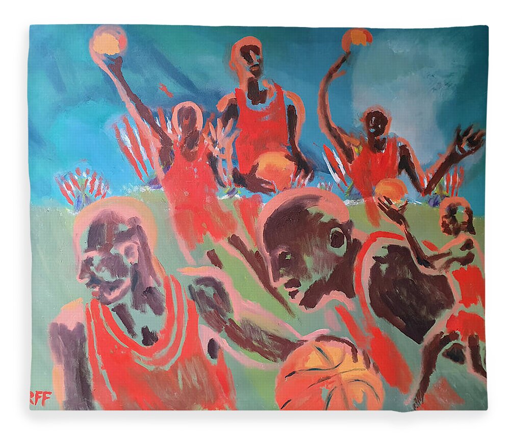Enrico Garff Fleece Blanket featuring the painting Basketball Soul by Enrico Garff