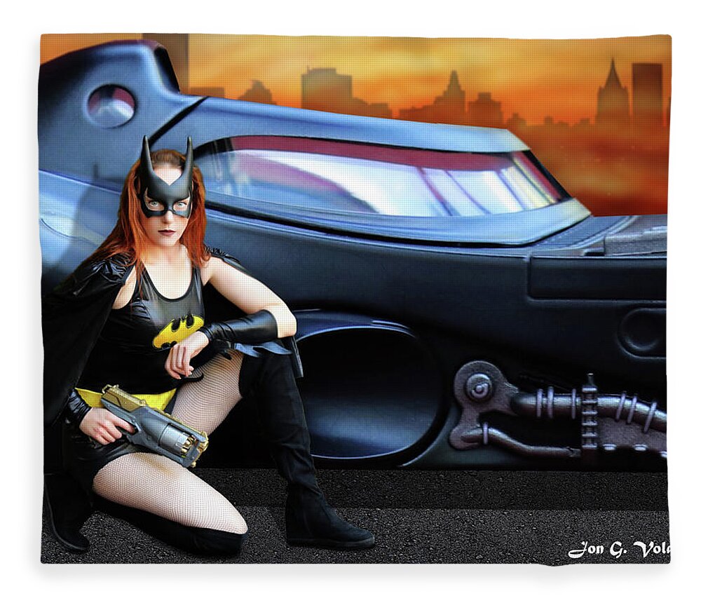 Bat Fleece Blanket featuring the photograph Bat Woman New Car by Jon Volden
