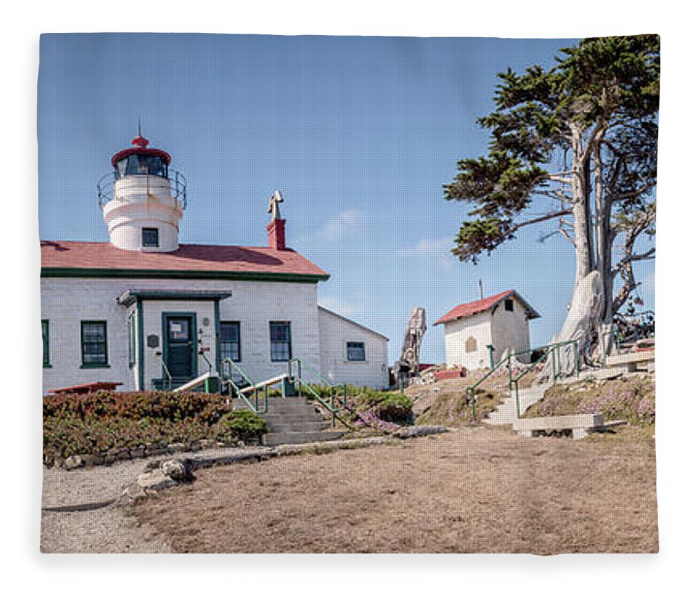 Afternoon Fleece Blanket featuring the photograph Battery Point Lighthouse Panorama by Al Andersen