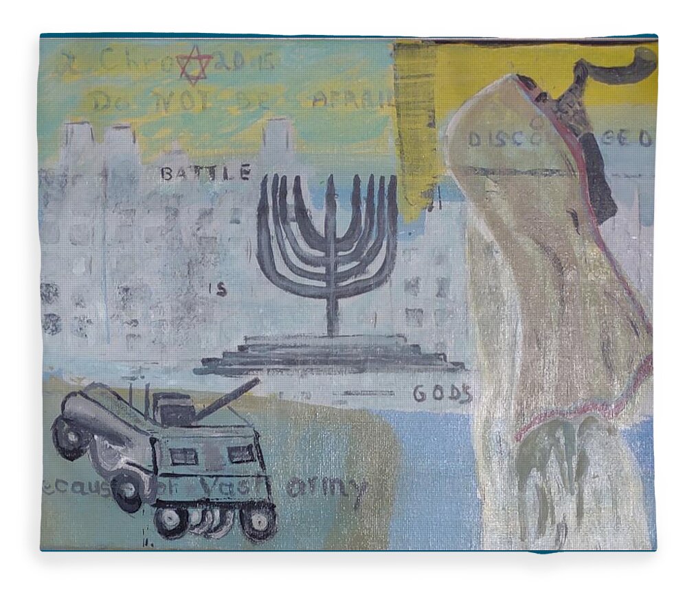 Jewish Fleece Blanket featuring the painting Battle Is God's by Suzanne Berthier