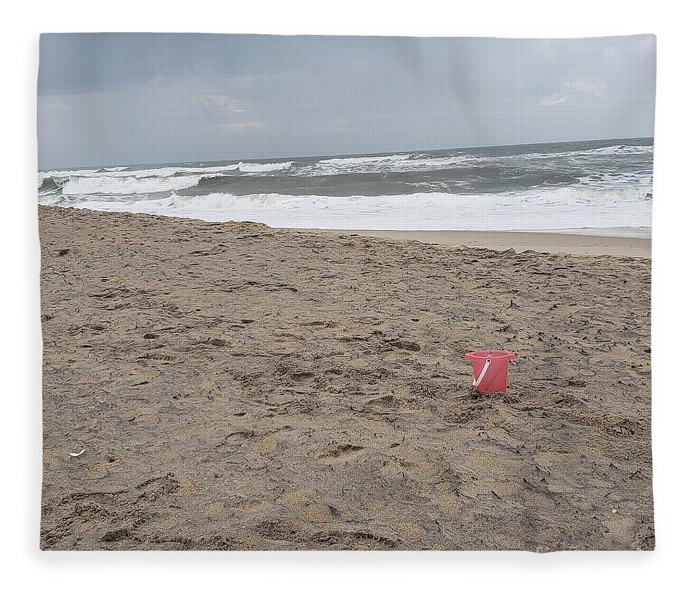 Ocean Fleece Blanket featuring the photograph Beach and Pail by Anita Adams