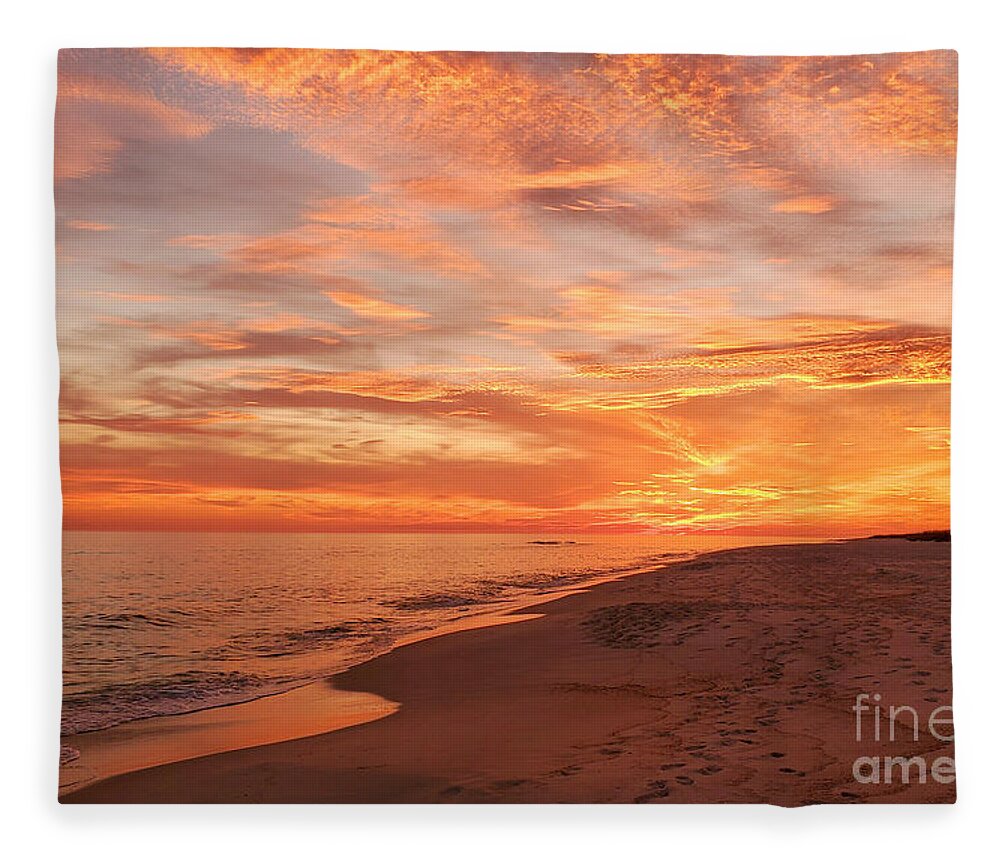 Sun Fleece Blanket featuring the photograph Beach Sunset Skies, Perdido Key, Florida by Beachtown Views