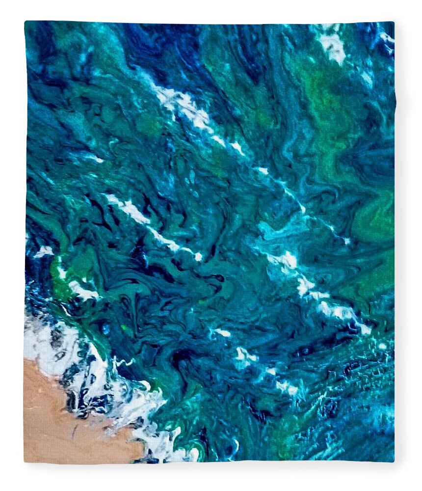 Beach Fleece Blanket featuring the painting Beachy by Anna Adams