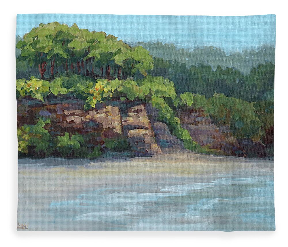 Ocean Fleece Blanket featuring the painting Beachy Morning by Karen Ilari