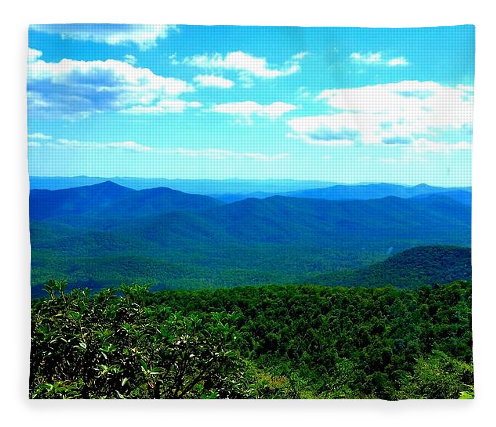 Blue Hue Mountains Fleece Blanket featuring the photograph Beautiful Blue Mountain Views by Stacie Siemsen