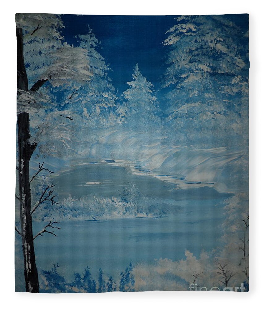 Donnsart1 Fleece Blanket featuring the painting Beautiful Chilly Winter Painting # 204 by Donald Northup