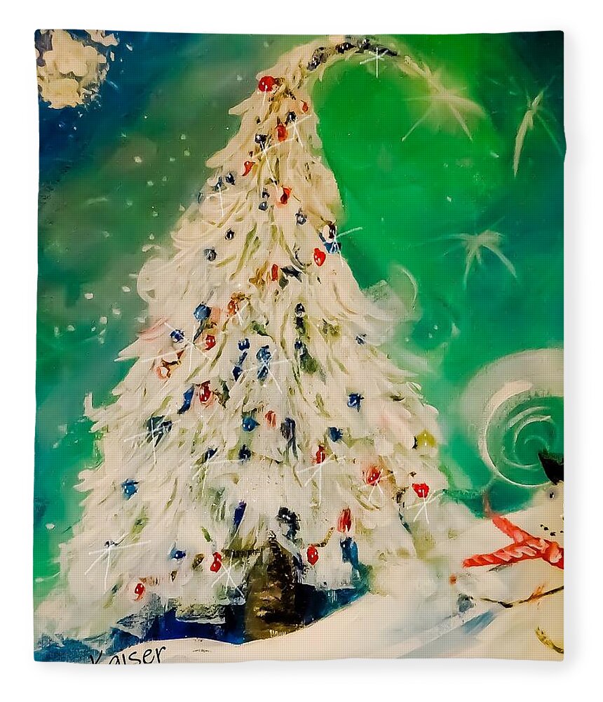 Christmas-tree Fleece Blanket featuring the digital art Beautiful Green December by Lisa Kaiser