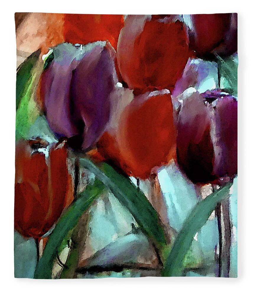 Tulips Fleece Blanket featuring the painting Beautiful Mushroom by Lisa Kaiser