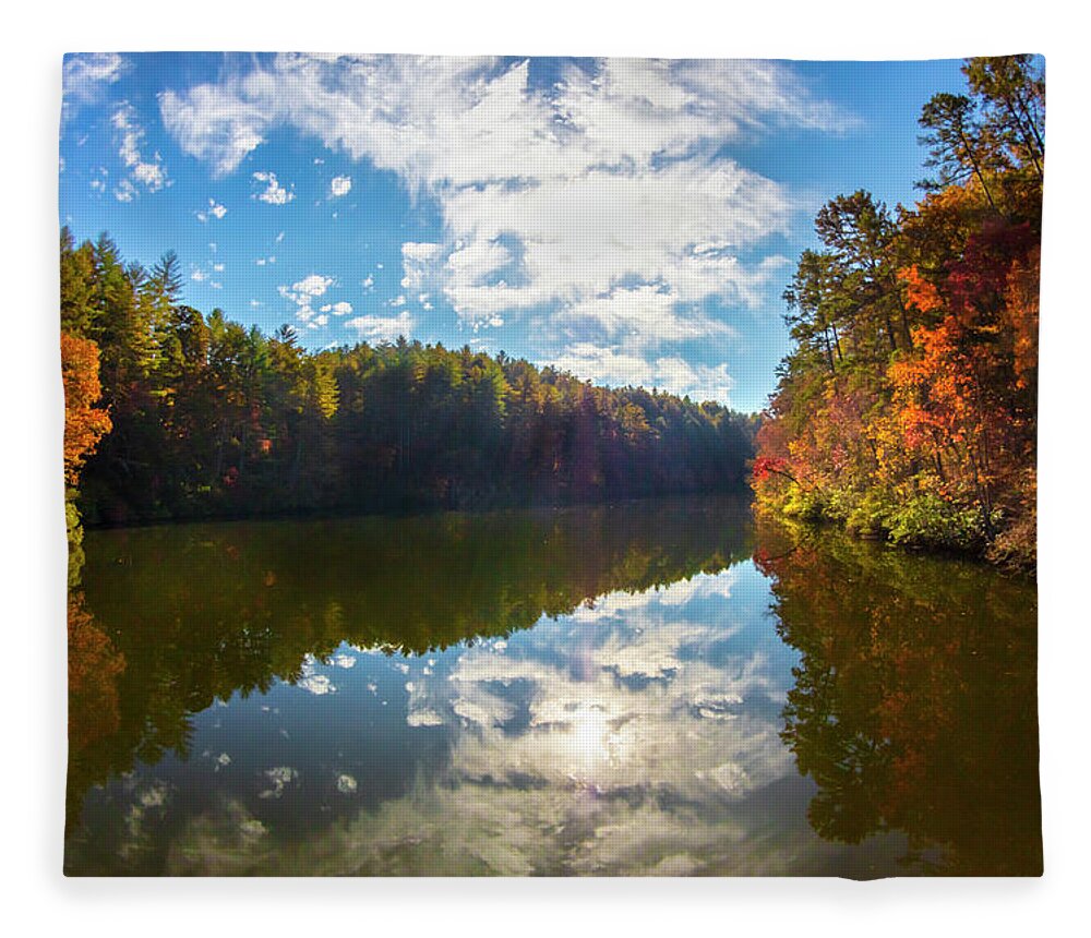 Carolina Fleece Blanket featuring the photograph Beautiful Reflections at the Lake by Debra and Dave Vanderlaan