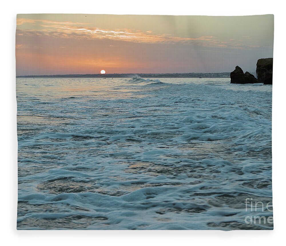 Algarve Fleece Blanket featuring the photograph Beautiful Sunset in Gale Beach in Algarve by Angelo DeVal
