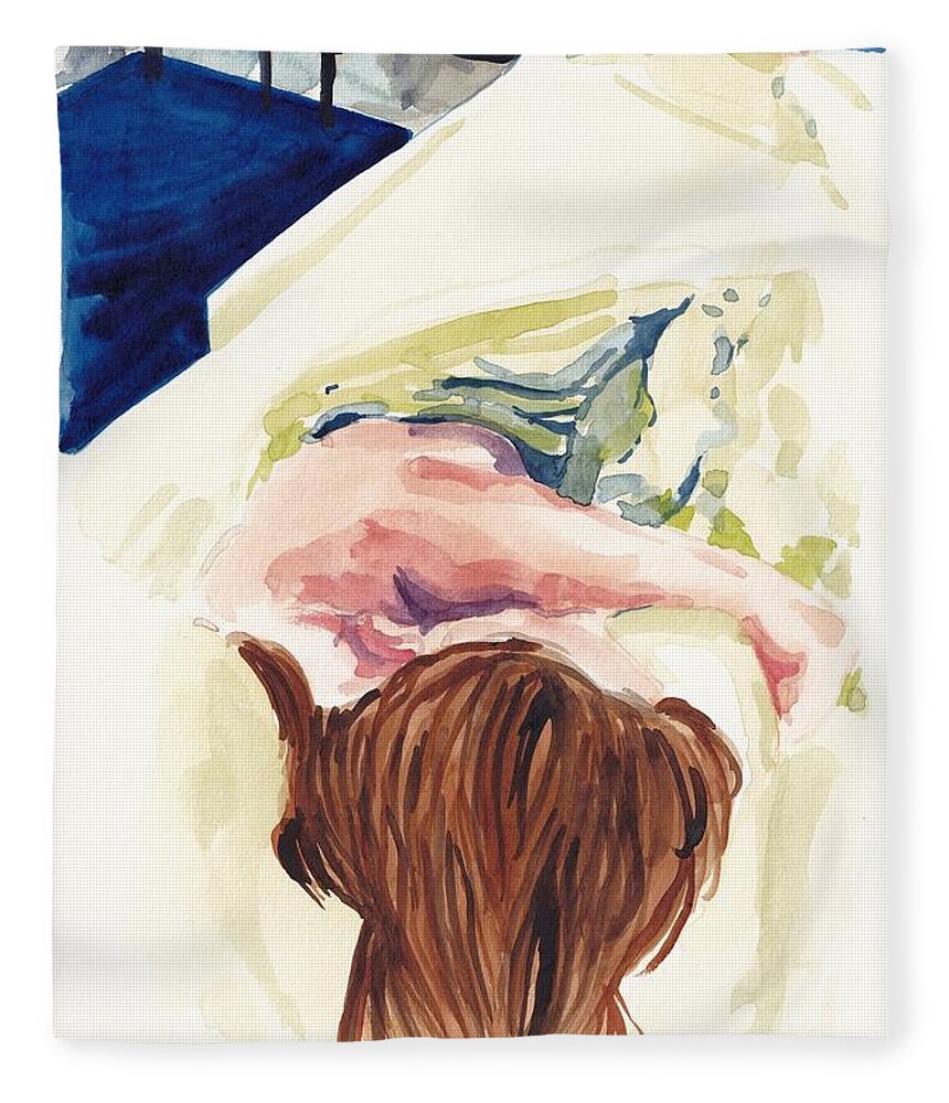 Woman Fleece Blanket featuring the painting Beauty Sleep by George Cret