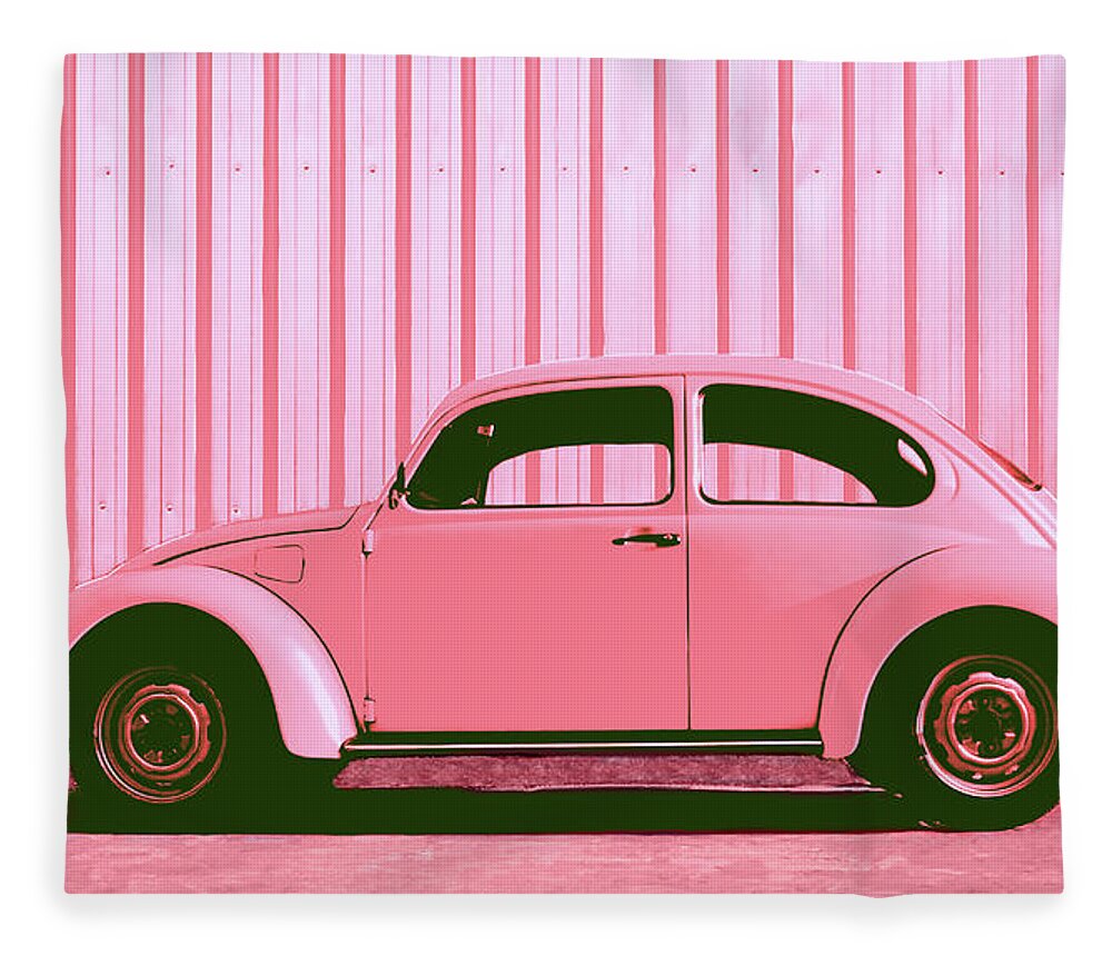 Car Fleece Blanket featuring the photograph Beetle Pop Pink by Laura Fasulo