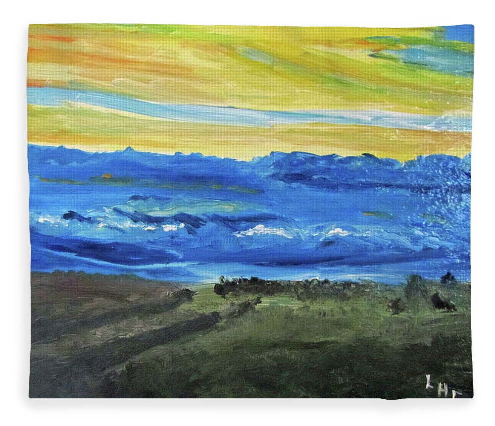 Landscape Fleece Blanket featuring the painting Before the Rain by Linda Feinberg