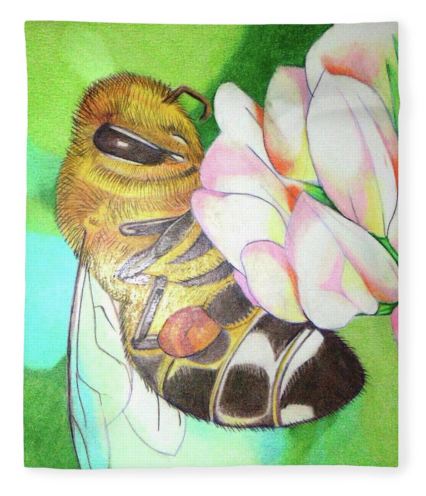  Fleece Blanket featuring the drawing Beginning of Spring by Loretta Nash