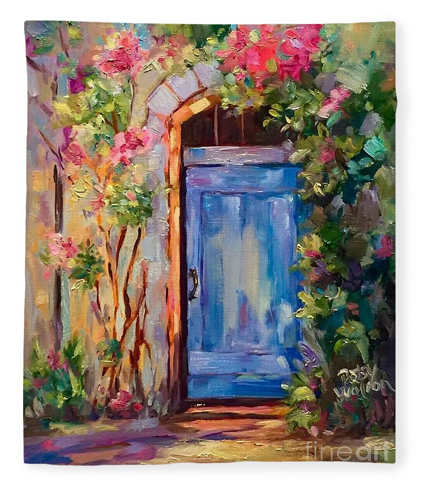 Blue Door Fleece Blanket featuring the painting Behind Closed Doors by Patsy Walton