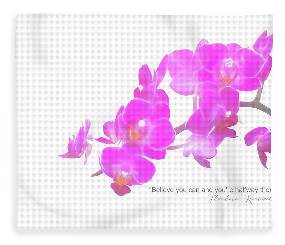 Orchid Fleece Blanket featuring the digital art Believe You Can by Amy Dundon