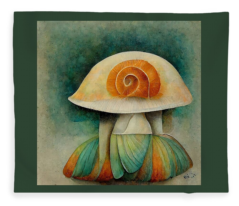 Mushroom Fleece Blanket featuring the digital art Bell Bottomed Shroom by Vicki Noble