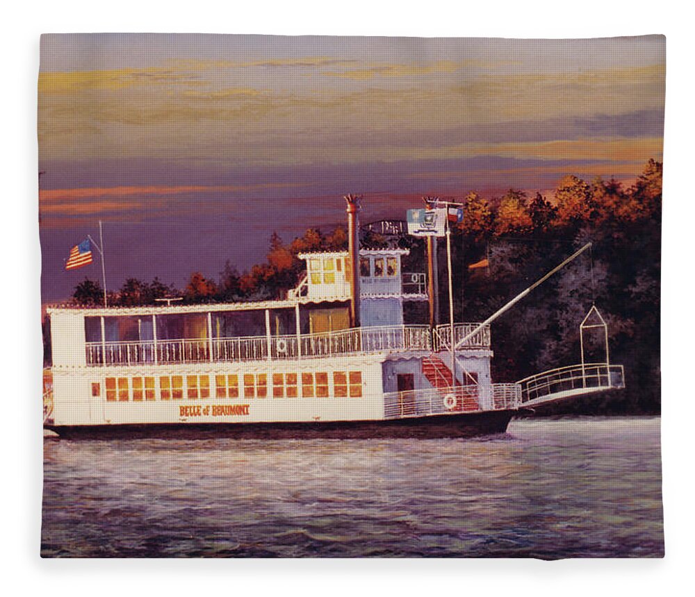 Paddle Wheel Fleece Blanket featuring the painting Belle of Beaumont by Randy Welborn