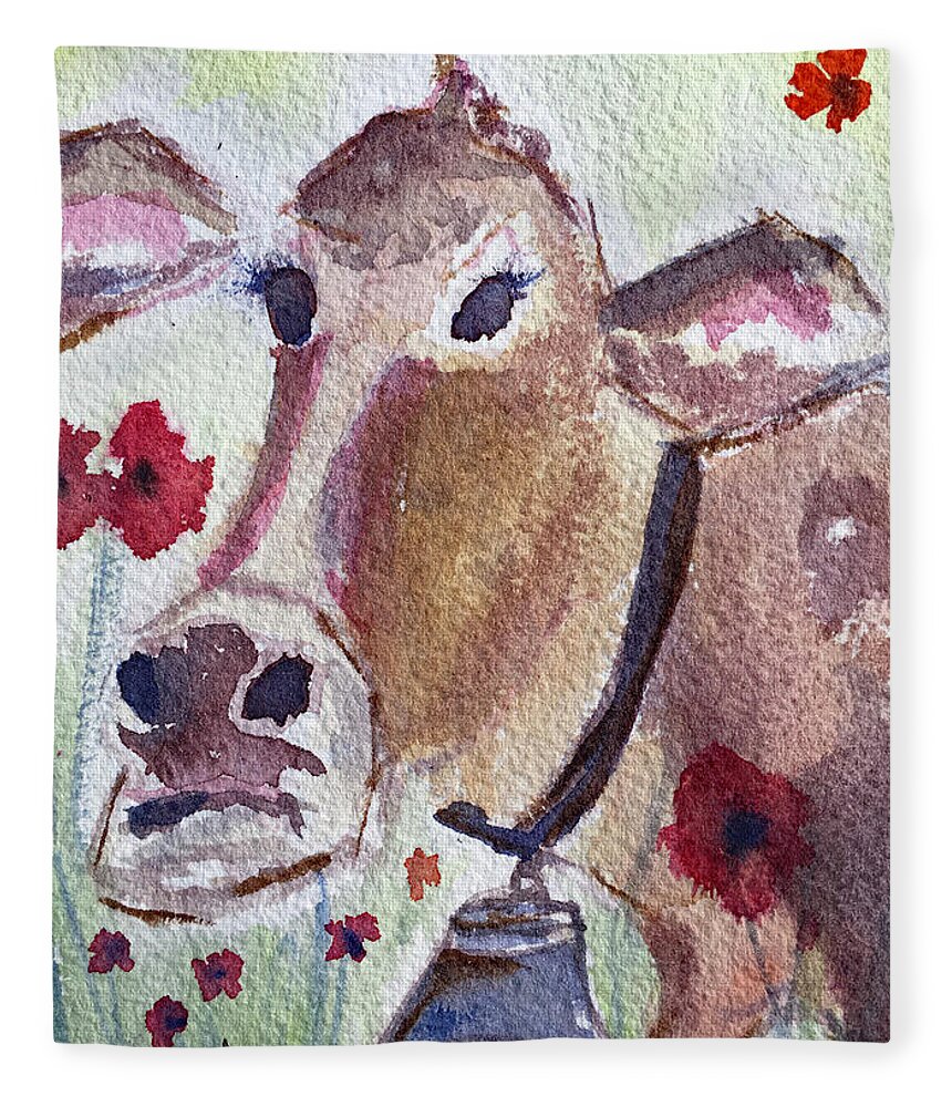 Watercolor Fleece Blanket featuring the painting Belle by Roxy Rich