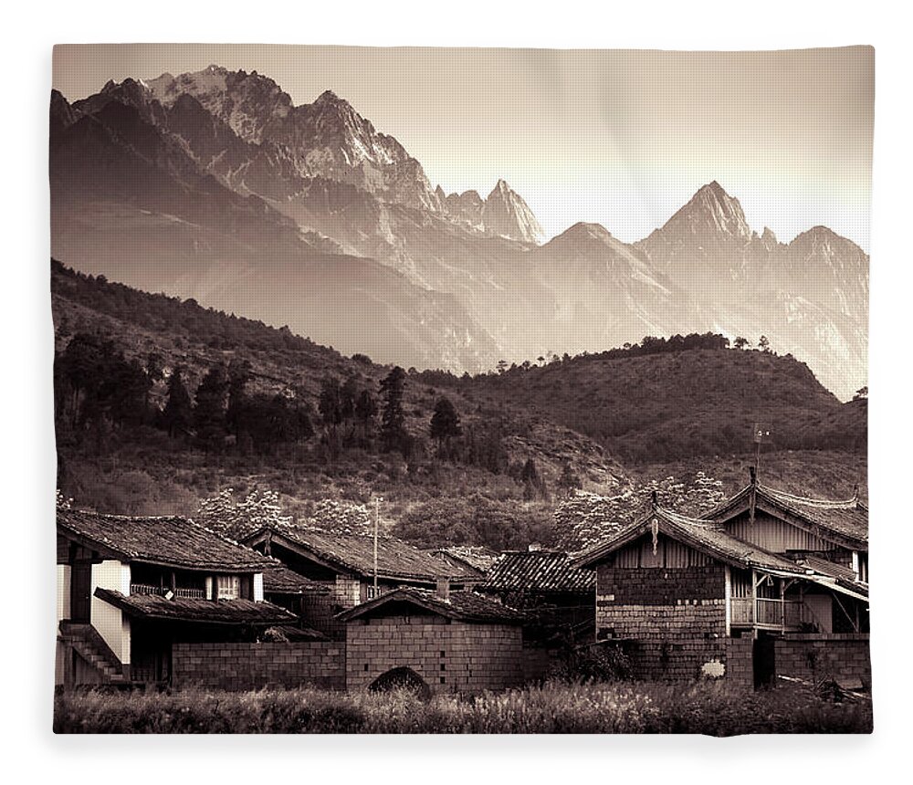 China Fleece Blanket featuring the photograph Below Jade Dragon Snow Mountain by Mark Gomez