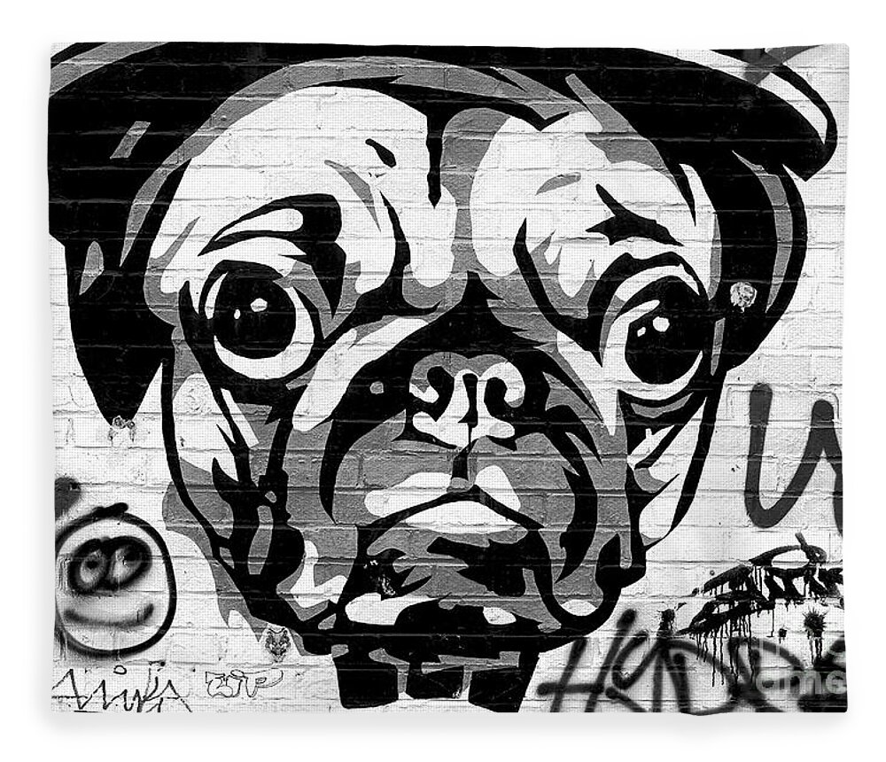 Pug Life Fleece Blanket featuring the photograph Berlin Pug Life Mural by John Rizzuto