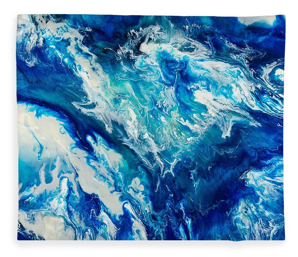 Abstract Fleece Blanket featuring the digital art Between Heaven And Earth - Abstract Contemporary Acrylic Painting by Sambel Pedes