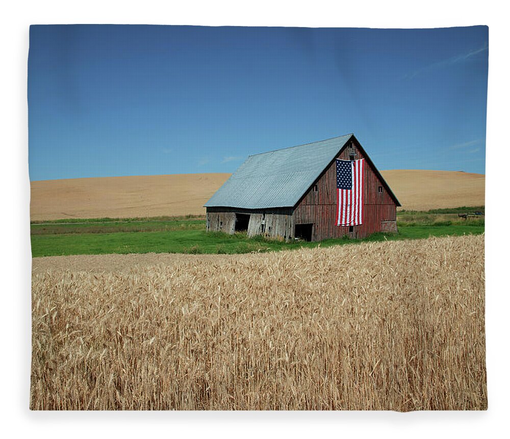 Farm Fleece Blanket featuring the photograph Between Waves of Grain by Connie Carr