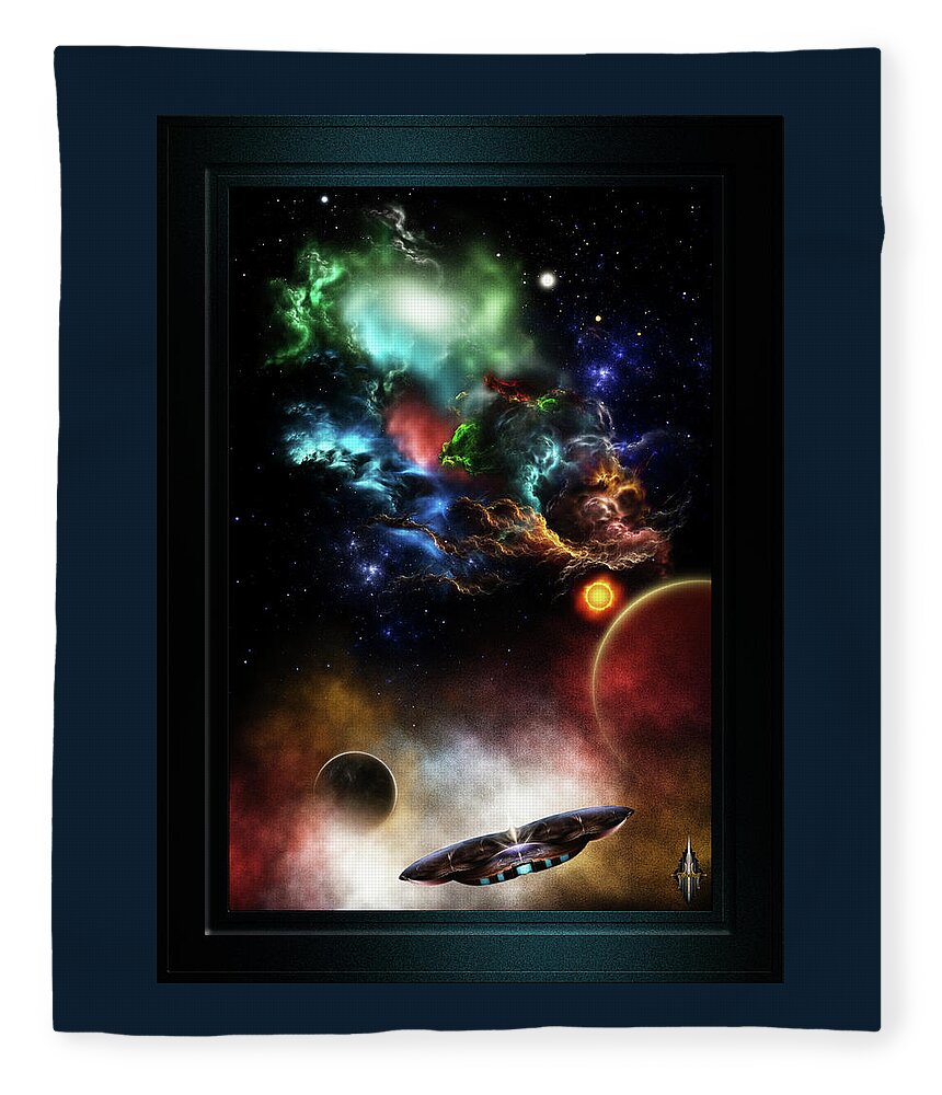 Space Fleece Blanket featuring the digital art Beyond Space and Time Fractal Art II Fantasy Spacescape by Xzendor7